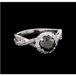 2.10 ctw Black and Diamond Ring - 14KT White Gold