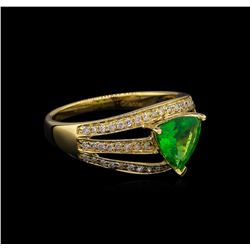 1.17 ctw Tsavorite and Diamond Ring - 14KT Yellow Gold