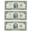 Image 1 : 1963 $2 Uncirculated Red Seal Bill Lot of 3