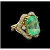 GIA Cert 17.51 ctw Emerald and Diamond Ring - 14KT Yellow Gold