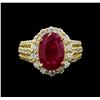 Image 2 : GIA Cert 4.99 ctw Ruby and Diamond Ring - 14KT Yellow Gold