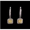 0.78 ctw Diamond Earrings - 14KT White and Yellow Gold