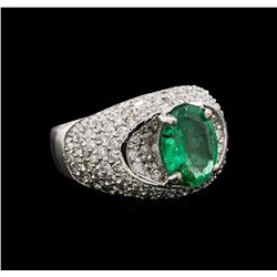 14KT White Gold 2.50 ctw Emerald and Diamond Ring