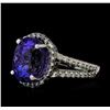 8.24 ctw Tanzanite and Diamond Ring - 14KT White Gold