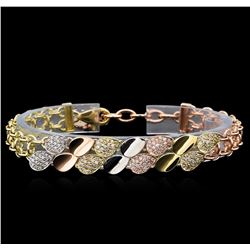 1.35 ctw Diamond Bracelet - 14KT Tri-Tone Gold