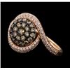 Image 1 : 0.75 ctw Brown and White Diamond Ring - 14KT Rose Gold