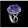 Image 4 : 15.03 ctw Tanzanite and Diamond Ring - 14KT White Gold