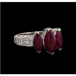 3.08 ctw Ruby and Diamond Ring - 18KT White Gold