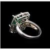 Image 3 : 14KT White Gold 6.03 ctw Emerald and Diamond Ring