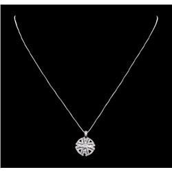 0.58 ctw Diamond and Black Enamel Pendant with Chain - 14KT White Gold