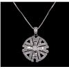 Image 2 : 0.58 ctw Diamond and Black Enamel Pendant with Chain - 14KT White Gold