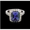 Image 2 : 6.83 ctw Tanzanite and Diamond Ring - 14KT White Gold