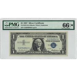 1957 PMG GU 66EPQ $1 Silver Certificate