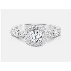 Cubic Zirconia and Diamond Ring - 14KT White Gold