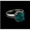 5.12 ctw Apatite and Diamond Ring - 14KT White Gold