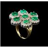 Image 4 : 14KT Yellow Gold 4.90 ctw Emerald and Diamond Ring