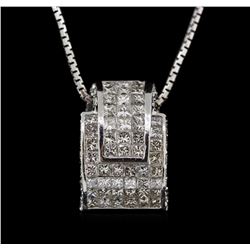 3.36 ctw Diamond Pendant With Chain - 18KT White Gold