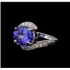 6.82 ctw Tanzanite and Diamond Ring - 14KT White Gold