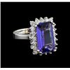 5.16 ctw Tanzanite and Diamond Ring - 14KT White Gold