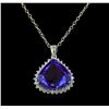 28.05 ctw Tanzanite and Diamond Pendant With Chain - 14KT White Gold