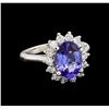 3.00 ctw Tanzanite and Diamond Ring - 14KT White Gold