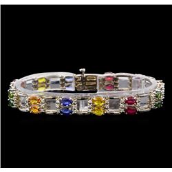 14KT White Gold 20.04 ctw Multi Gemstone and Diamond Bracelet