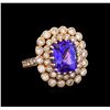 14KT Rose Gold 5.95 ctw Tanzanite and Diamond Ring