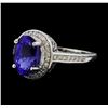 2.94 ctw Tanzanite and Diamond Ring - 14KT White Gold