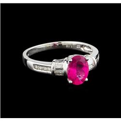 1.18 ctw Pink Tourmaline and Diamond Ring - 14KT White Gold