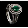 Image 4 : 0.79 ctw Emerald and Diamond Ring - 18KT White Gold