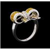 Image 4 : 1.92 ctw Yellow Sapphire and Diamond Ring - 18KT White Gold