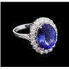 5.89 ctw Tanzanite and Diamond Ring - 14K White Gold