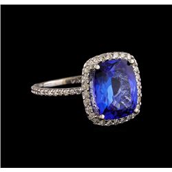 5.30 ctw Tanzanite and Diamond Ring - 14KT White Gold