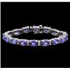 22.58 ctw Tanzanite and Diamond Bracelet - 14KT White Gold