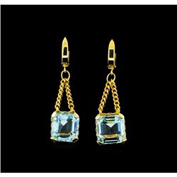 14.83 ctw Aquamarine Earrings - 14KT Yellow Gold