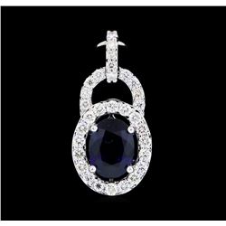 1.40 ctw Blue Sapphire and Diamond Pendant - 14KT White Gold