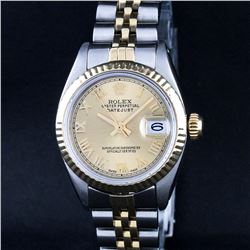 Rolex Two-Tone Champagne Roman DateJust Ladies Watch