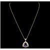 Image 2 : 14KT Yellow Gold 6.47 ctw Tanzanite and Diamond Pendant With Chain