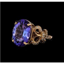 9.15 ctw Tanzanite and Diamond Ring - 14KT Rose Gold