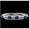 Image 2 : Crayola 27.00 ctw Blue Topaz and White Sapphire Bracelet - .925 Silver