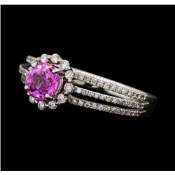 0.90 ctw Pink Sapphire and Diamond Ring - 14KT White Gold