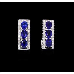 1.47 ctw Sapphire Curve Earrings - 18KT White Gold