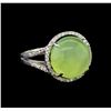 Image 1 : 14KT White Gold 14.74 ctw Green Tourmaline and Diamond Ring