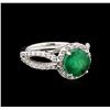 Image 1 : 2.20 ctw Emerald and Diamond Ring - 14KT White Gold