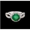 Image 2 : 2.20 ctw Emerald and Diamond Ring - 14KT White Gold