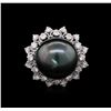 Image 2 : Pearl and Diamond Ring - 14KT White Gold