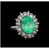 GIA Cert 5.88 ctw Emerald and Diamond Ring - 14KT White Gold