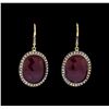 Image 1 : 6.00 ctw Ruby and Diamond Drop Earrings - 18KT Yellow Gold