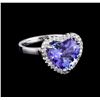 4.42 ctw Tanzanite and Diamond Ring - 14KT White Gold