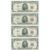 Image 1 : 1963 $5 Fine Red Seal Bill Lot of 4